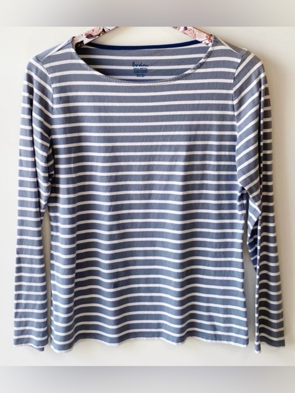 BODEN Gray Great Breton Striped Long Sleeve Tee Top Size 4